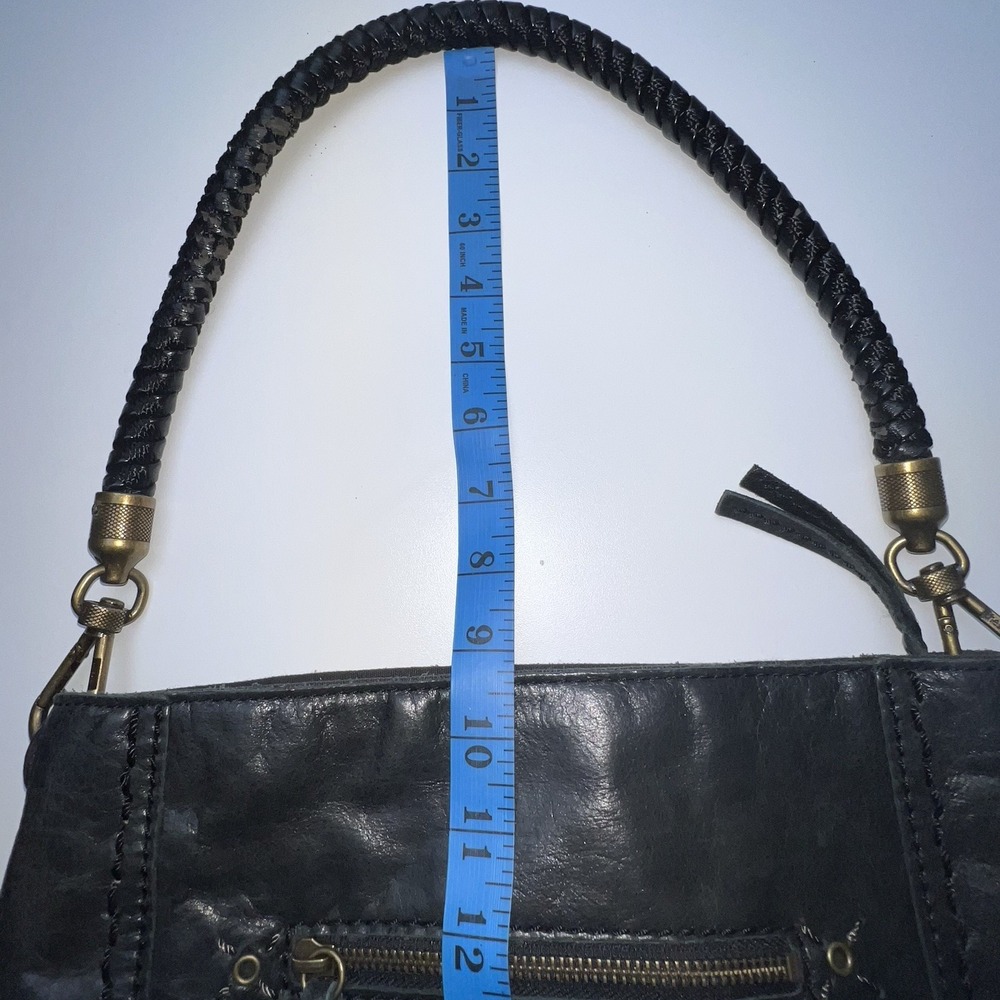 The Sak Indio Leather Demi Shoulder Bag Black Boho Tote DAMAGED Braided Strap - Picture 3 of 13